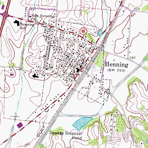 Topographic Map of Henning Volunteer Fire Department, TN
