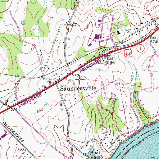 Topographic Map of Hendersonville Fire Department Station 6, TN