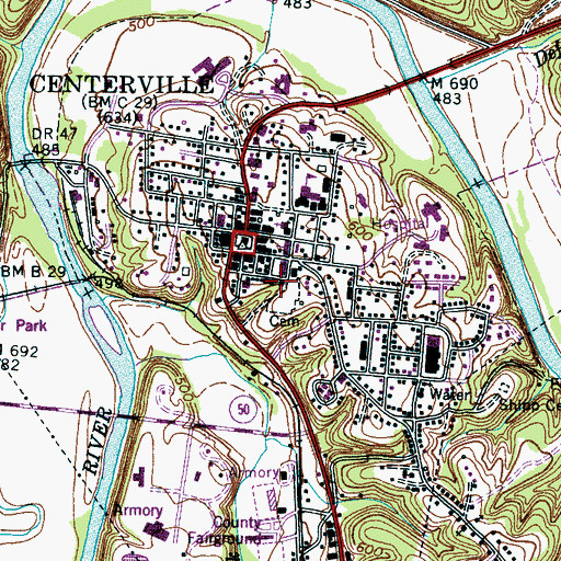 Topographic Map of Hickman County Rescue Squad Station 1, TN