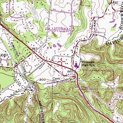 Topographic Map of Ridgetop Volunteer Fire Department, TN