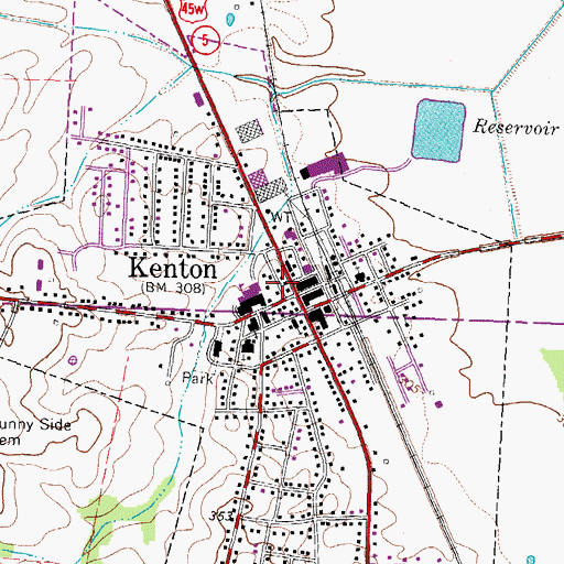 Topographic Map of Kenton Fire Department, TN