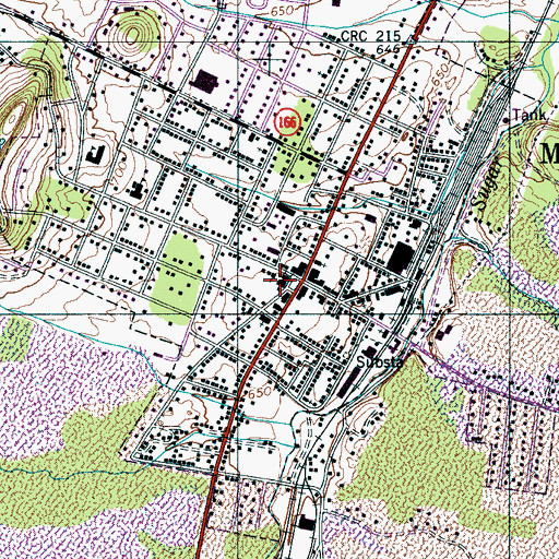 Topographic Map of Mount Pleasant Fire Department Station 2, TN