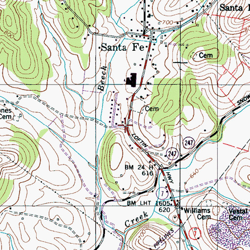 Topographic Map of Santa Fe Volunteer Fire Department Station 4, TN