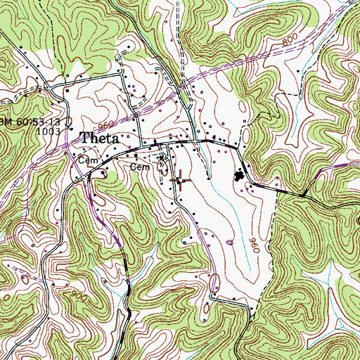 Topographic Map of Theta Volunteer Fire Department, TN