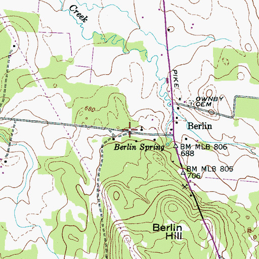 Topographic Map of Berlin Fire Department, TN