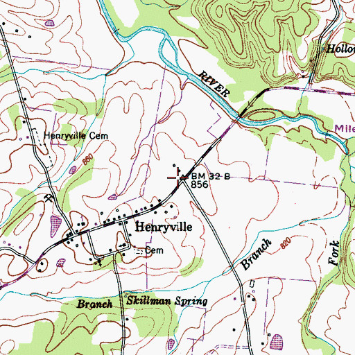 Topographic Map of Henryville Volunteer Fire Department, TN