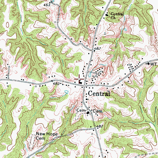 Topographic Map of Northwest Lauderdale County Fire Department, TN