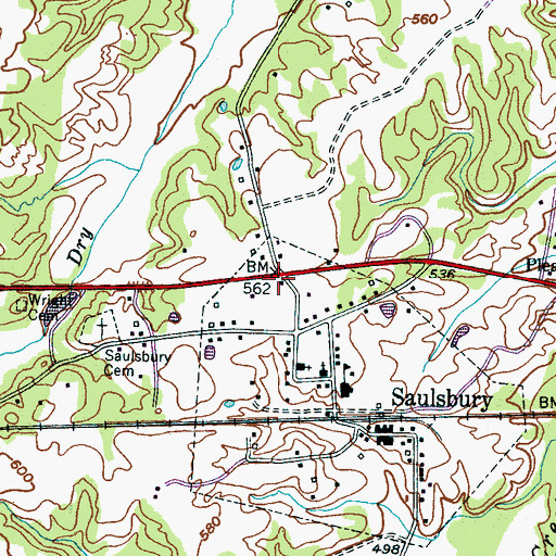 Topographic Map of Saulsbury Fire Department, TN
