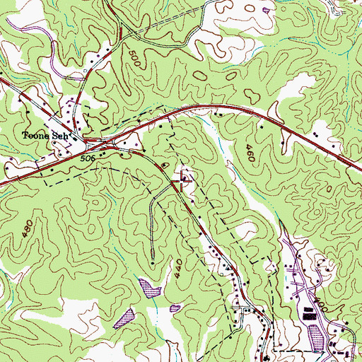 Topographic Map of Toone Volunteer Fire Department, TN