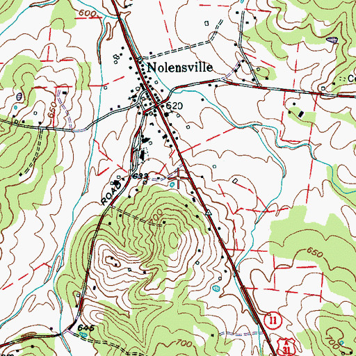 Topographic Map of Nolensville Volunteer Fire Department, TN