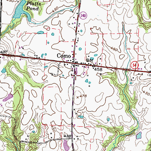 Topographic Map of Ore Springs / Como Volunteer Fire Department Station 1, TN