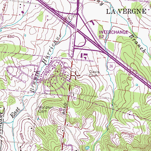Topographic Map of La Vergne Fire Department Station 2, TN