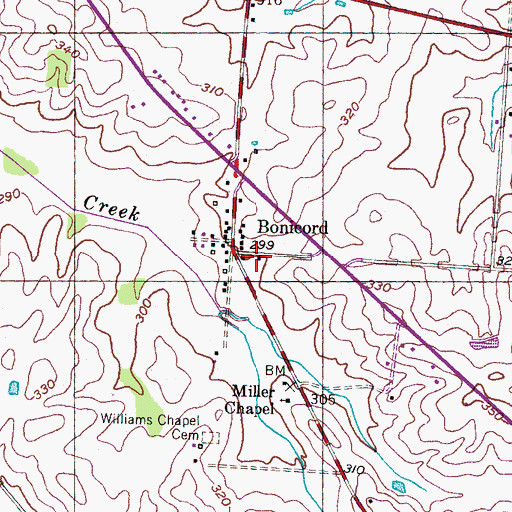 Topographic Map of Bonicord Volunteer Fire Department, TN