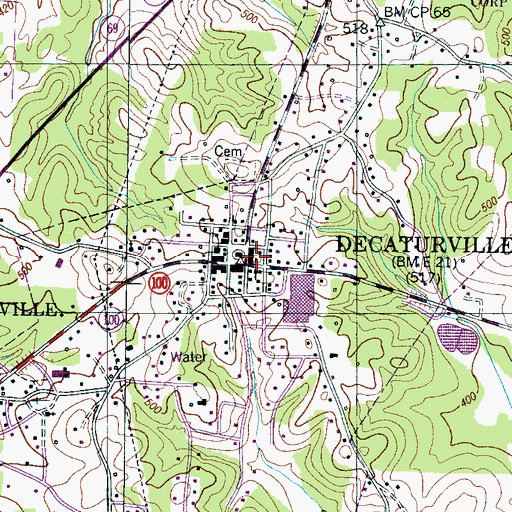 Topographic Map of Town of Decaturville City Fire Department, TN