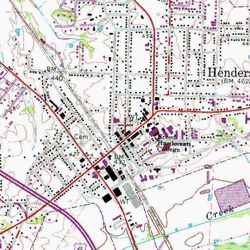Topographic Map of Henderson Fire Department Station 2, TN