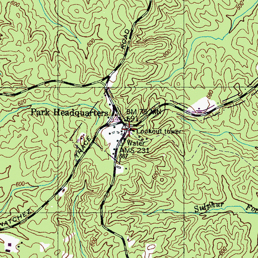 Topographic Map of Tennessee Department of Agriculture Division of Forestry Natchez Trace, TN