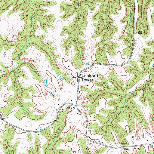 Topographic Map of Tennessee Department of Agriculture Division of Forestry Ripley Fire Tower, TN