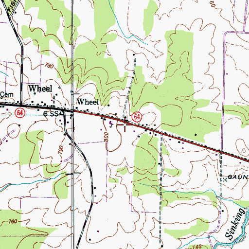 Topographic Map of Volunteer Fire Services Station 8 / WBTS Volunteer Fire Department, TN