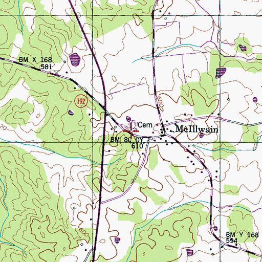 Topographic Map of Holladay - McIllwain Volunteer Fire Department, TN