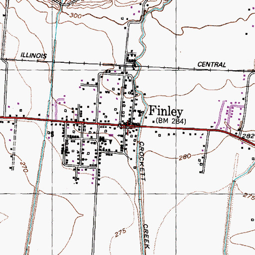 Topographic Map of Finley Volunteer Fire Department, TN