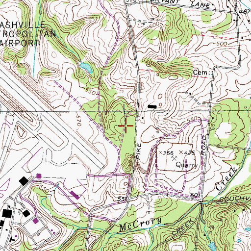 Topographic Map of Metro Nashville Airport Authority Public Safety, TN