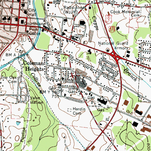 Topographic Map of Sanford Fire Brigade Station 1 Headquarters Lewisburg Manufacturing Center, TN