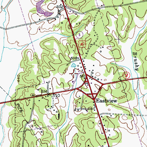 Topographic Map of Eastview Volunteer Fire Department, TN