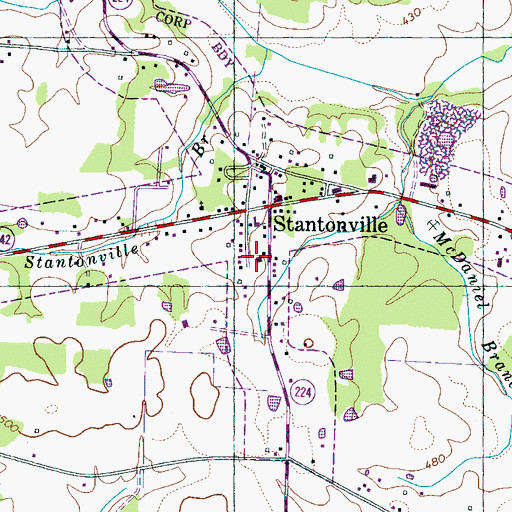 Topographic Map of Stantonville Volunteer Fire Department, TN