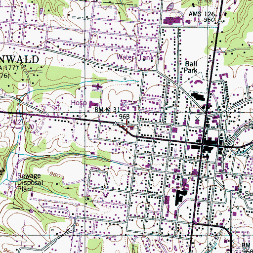 Topographic Map of Lewis County Volunteer Fire Department, TN