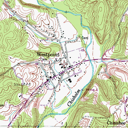 Topographic Map of Westpoint Volunteer Fire Department, TN