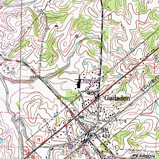 Topographic Map of Gadsden Volunteer Fire Department, TN
