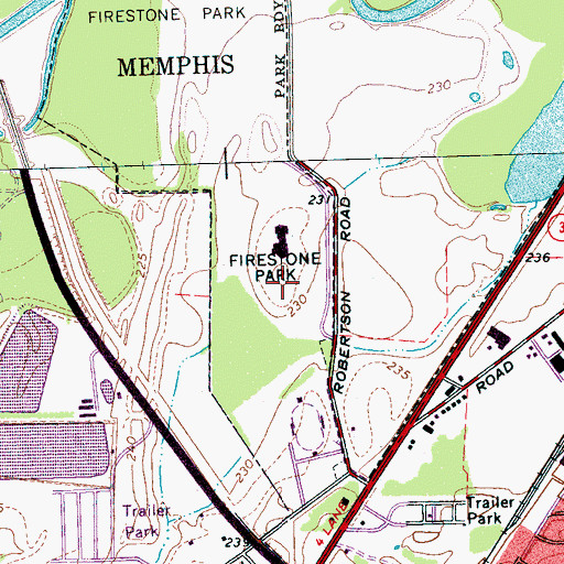 Topographic Map of Memphis Fire Department Emergency Medical Services Bureau, TN
