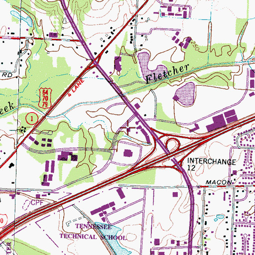 Topographic Map of City of Memphis Division of Fire Station 51, TN