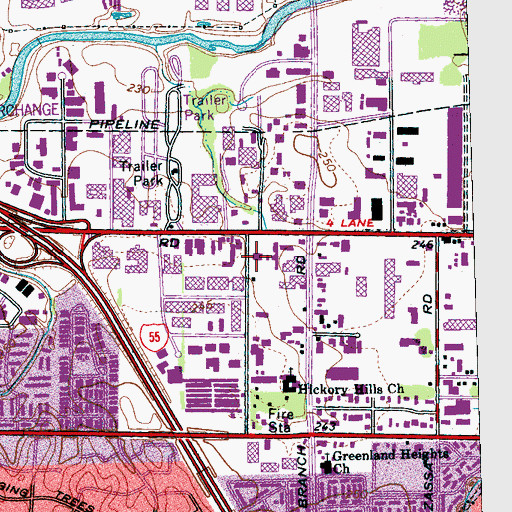 Topographic Map of City of Memphis Division of Fire Station 42, TN