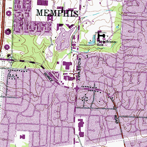 Topographic Map of Memphis Division of Fire Services Fire Station 41, TN