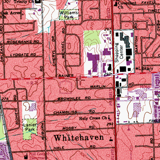 Topographic Map of City of Memphis Division of Fire Station 39, TN
