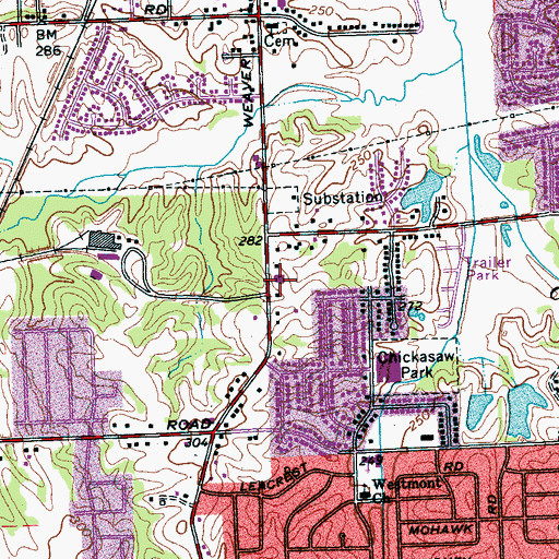 Topographic Map of City of Memphis Division of Fire Station 37, TN