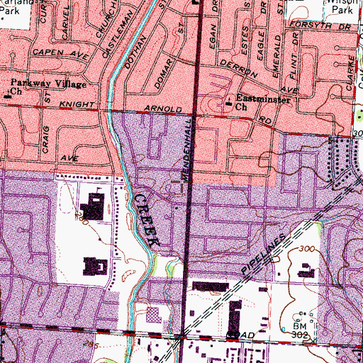 Topographic Map of City of Memphis Division of Fire Station 35, TN