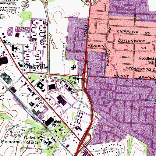 Topographic Map of City of Memphis Division of Fire Station 34, TN