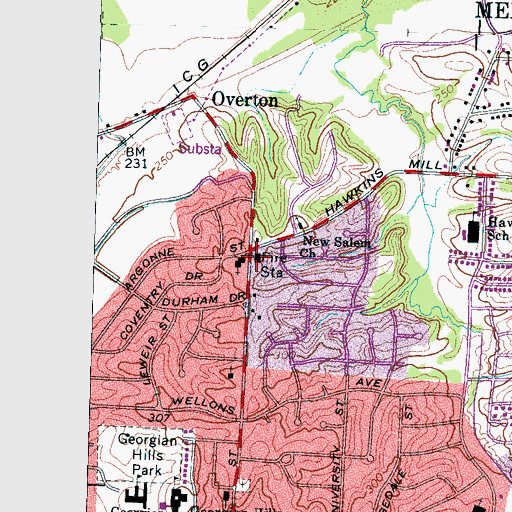 Topographic Map of City of Memphis Division of Fire Station 31, TN