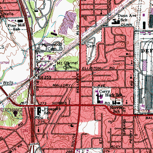 Topographic Map of City of Memphis Division of Fire Station 29, TN