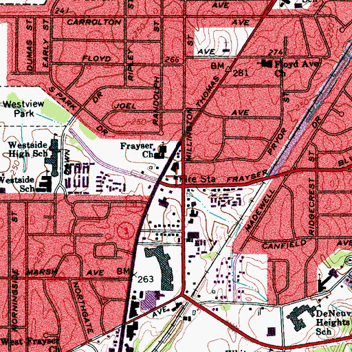 Topographic Map of City of Memphis Division of Fire Station 26, TN