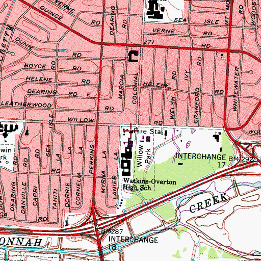 Topographic Map of City of Memphis Division of Fire Station 25, TN