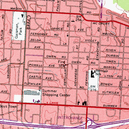 Topographic Map of City of Memphis Division of Fire Station 24, TN