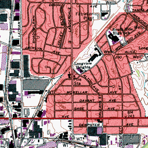 Topographic Map of City of Memphis Division of Fire Station 20, TN