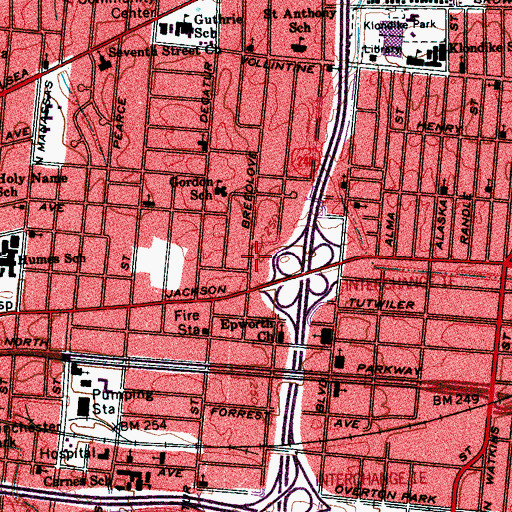 Topographic Map of City of Memphis Division of Fire Station 15, TN