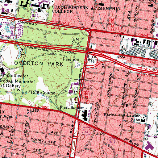 Topographic Map of City of Memphis Division of Fire Station 13, TN