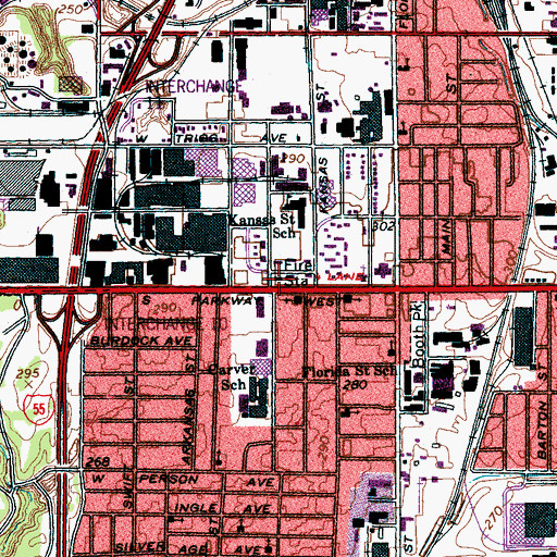 Topographic Map of City of Memphis Division of Fire Station 10, TN