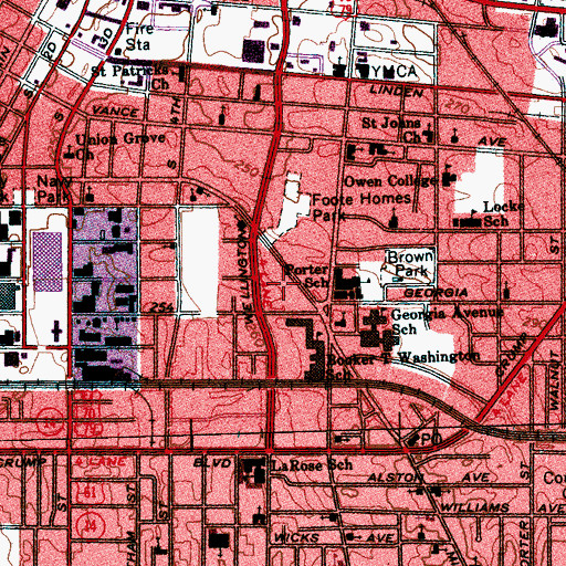 Topographic Map of City of Memphis Division of Fire Station 8, TN