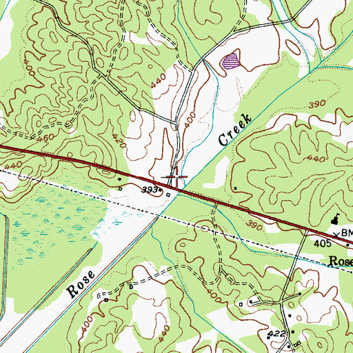 Topographic Map of McNairy County Fire Department Station 43 Rose Creek Fire Department, TN